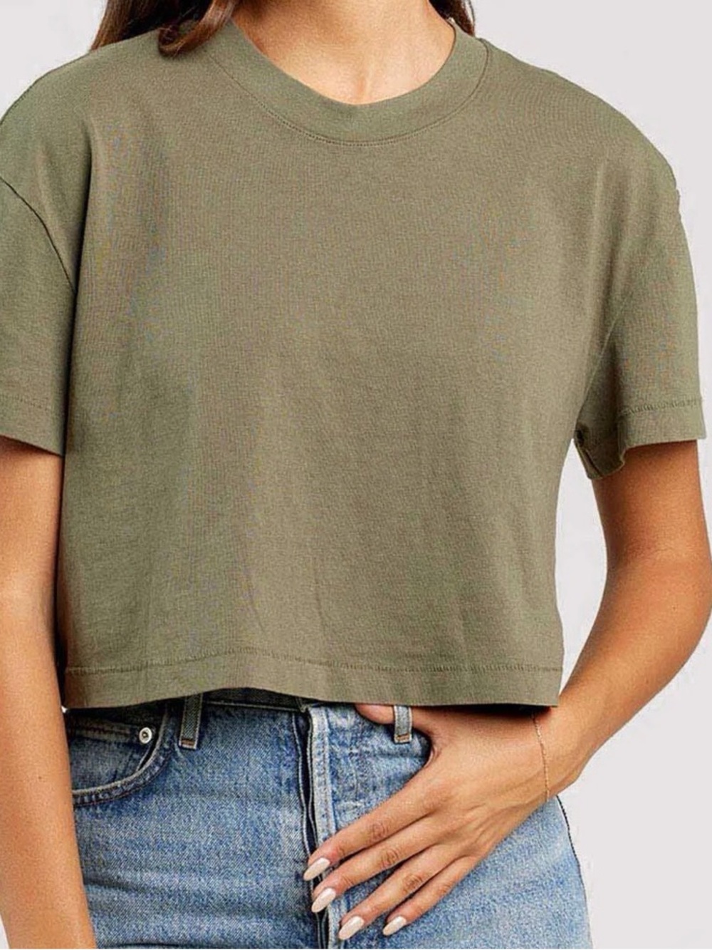 Women’s Nuuds Cropped Crew Neck T-Shirt - Olive